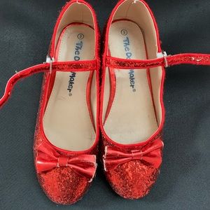 Dollmaker girls red glitter shoes